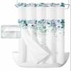 No Hook Leaf Shower Curtain with Snap in Liner Hand Drawn Watercolor Green Eucalyptus Leaves Shower Curtain for Bathroom, Fabric Waterproof Inner Liner, Hotel Style with Mesh Top Window, 36x72 view 1