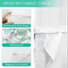 No Hook Leaf Shower Curtain with Snap in Liner Hand Drawn Watercolor Green Eucalyptus Leaves Shower Curtain for Bathroom, Fabric Waterproof Inner Liner, Hotel Style with Mesh Top Window, 36x72 view 2