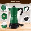 Lemosae Coffee Pot 6 Cup Electric Espresso Coffee Maker Italian Moka Maker 300ml Portable Aluminum Espresso Machine Cafetera Moka Pot with Detachable Base, Gift for Home Travel(Dark Green) view 4