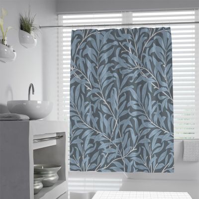 MUKULING William Morris Shower Curtain for Bathroom Pattern of Willow Branches and Leaves Machine Washable Bath Shower Curtain with Hook W72xL96in