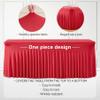 2 Packs Red Table Clothes for 8 Foot Rectangle Tables, Wrinkle Resistant Stretch Spandex Table Covers Fitted Tablecloth with Skirt for Valentines Event Banquet Wedding Birthday Party view 2