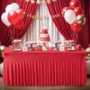 2 Packs Red Table Clothes for 8 Foot Rectangle Tables, Wrinkle Resistant Stretch Spandex Table Covers Fitted Tablecloth with Skirt for Valentines Event Banquet Wedding Birthday Party view 4