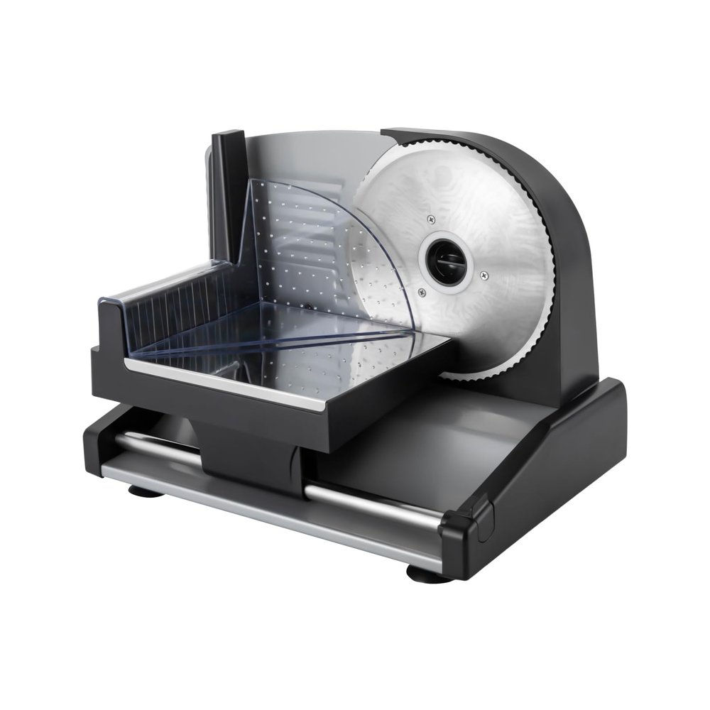 Electric Food Slicer, 200W Food-grade Meat Slicer Stainless Steel Blade Adjustable Thickness Bread Slicing Machine Fruit Cutter for Home Use, Food Slicer Machine for Meat Cheese Bread