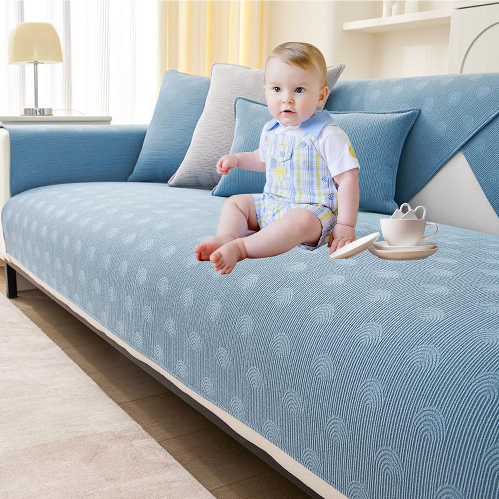 APMOE Stretch Couch Cushion Covers, Washable Striped Chenille Anti-Scratch Couch Cover, Washable Dog Couch Covers Protector Sofa Slipcovers, Sofa Couch Covers for 3 Cushion Couch Sofa
