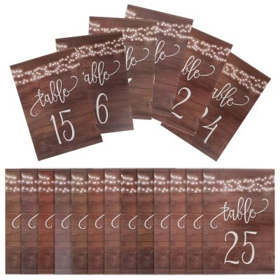25 Piece Wooden Table Number Signs for Wedding Reception Catering