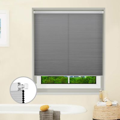 Cordless Cellular Shades No Drill No Tools Blinds Light Filtering Honeycomb Blinds for Windows Easy to Install Custom Cellular Blinds Privacy Window Blinds Shades, 44" W x 72" L, Light-Filter Grey