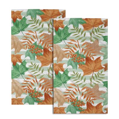 Giwawa Autumn Leaves Hand Towel Set Green Orange Maple Leaf Guest Towel 2PC for Home Decor
