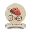 4PCS Drink Coaster Beetle Riding A Bike Absorbent Coasters Set Coffee Table Coasters for Drink Coffee Cup Beverage Coasters Wine Beer Bar Coasters view 1