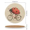 4PCS Drink Coaster Beetle Riding A Bike Absorbent Coasters Set Coffee Table Coasters for Drink Coffee Cup Beverage Coasters Wine Beer Bar Coasters view 2