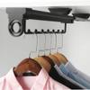 Black Pull Out Closet Clothes Hanger Rail,Push-Pull Coat Hanger with Double-Row Sliding Track,Heavy Duty Wardrobe Storage Rack,Metal Framed(26x10x12cm) view 3
