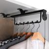 Aluminum Pull Out Clothes Hanger Rail,Push-Pull Coat Wardrobe Organizer Rack,Ball Sliding Track,Metal Base,Black(25cm/9.8inch) view 1