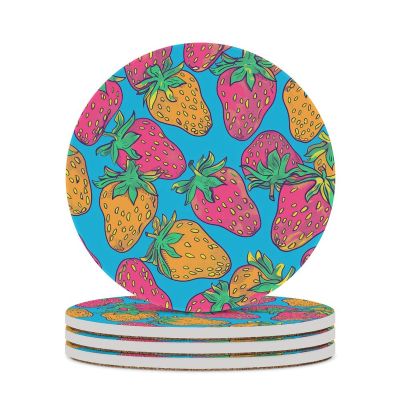 4PCS Drink Coaster Hand Drawn Elements Blue Absorbent Coasters Set Coffee Table Coasters for Drink Coffee Cup Beverage Coasters Wine Beer Bar Coasters