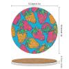4PCS Drink Coaster Hand Drawn Elements Blue Absorbent Coasters Set Coffee Table Coasters for Drink Coffee Cup Beverage Coasters Wine Beer Bar Coasters view 2