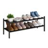 BMOSU 2-Tier Bamboo Extended Shoe Rack Premium Stackable Shoe Shelf Storage Organizer for Hallway Closet Living Room Entryway Organizer(Black) view 1