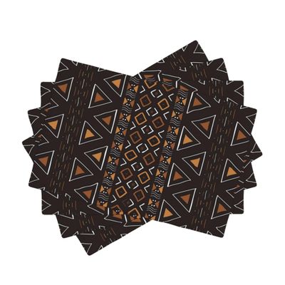 African Black and White Placemats, 12x18 Inch Set of 4, African Clay Cloth Pattern Kitchen Dining Room Party Decoration Table Runner