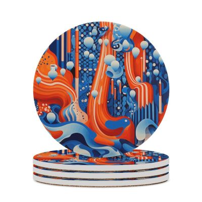 4PCS Drink Coaster A Piece of Blue Cloth Absorbent Coasters Set Coffee Table Coasters for Drink Coffee Cup Beverage Coasters Wine Beer Bar Coasters