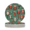 4PCS Drink Coaster Brown Owl Pattern Absorbent Coasters Set Coffee Table Coasters for Drink Coffee Cup Beverage Coasters Wine Beer Bar Coasters view 1