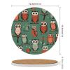 4PCS Drink Coaster Brown Owl Pattern Absorbent Coasters Set Coffee Table Coasters for Drink Coffee Cup Beverage Coasters Wine Beer Bar Coasters view 2