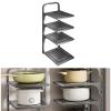 XHTLLO Kitchen Storage Shelf, 4 Tier Adjustable Carbon Steel Kitchen Storage Shelves, Under Sink Storage Bag Cabinet Storage Rack for Pantry Bathroom view 2