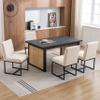 RIVOVA Mid Century Modern Dining Chairs Set of 4, Linen Upholstered Accent Side Kitchen Chairs for Dining Living Room, Comfy Makeup Vanity Chair, Cream view 4