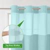 eachope No Hooks Needed Linen Textured Shower Curtain with Snap-in Fabric Liner Set,Hotel Luxury Decor Waterproof Shower Curtains for Bathroom with Mesh Top Window,Washable,71Wx74H,Teal view 3