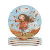 4PCS Drink Coaster Long Brown Hair Absorbent Coasters Set Coffee Table Coasters for Drink Coffee Cup Beverage Coasters Wine Beer Bar Coasters view 1