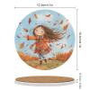 4PCS Drink Coaster Long Brown Hair Absorbent Coasters Set Coffee Table Coasters for Drink Coffee Cup Beverage Coasters Wine Beer Bar Coasters view 2