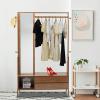 Bamboo Garment Rack Freestanding Clothing Rack with Shelves Hanging Rack with Mirror and Drawer for Bedroom Entryway, Support to 200lbs, 40.5 * 13 * 66.5inch view 3