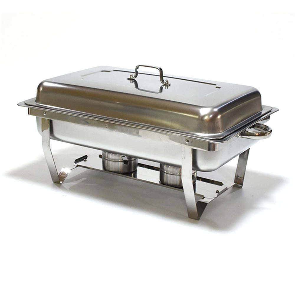 YUJIEE Buffet Server Food Warmer Stainless Steel 2 Tray Chafing Dish Buffet Set Buffet Warmer Server Food Warmer for Hotel Restaurant
