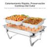 YUJIEE Buffet Server Food Warmer Stainless Steel 2 Tray Chafing Dish Buffet Set Buffet Warmer Server Food Warmer for Hotel Restaurant view 4