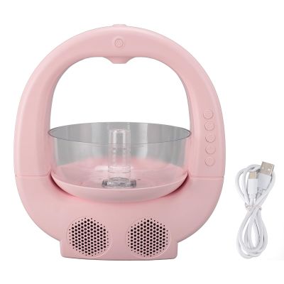 Fish Tank Design Desktop Humidifier Portable Mini Humidifier Multifunctional Innovative Aromatherapy Diffuser with Bluetoothes Speaker for Home Office Desk (White)(Pink)