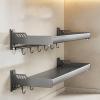 YUJIEE Kitchen Utensil Rack Carbon Steel Wall Mount Kitchen Shelf Multifunctional Floating Shelf Hanging Spice Rack for Utensils view 4