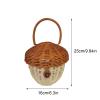 Hand Woven Rattan Storage Basket Cute Acorn Shaped Small Handbag with Handle Decorative Woven Basket for Boys Girls Photography Props Storage Ornaments view 2