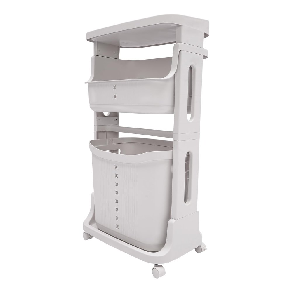 3-Tier Rolling Laundry Hamper, Laundry Hampers Laundry Baskets Dirty Clothes Hamper with Wheels and Handle Portable Rolling Laundry Baskets with 1 Removable Large Baskets