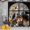 Jipusai Halloween Shower Curtain, Spooky Pumpkin Black Cat Cool Gothic Skeleton Skull Shower Curtain Set, Horror Scary Bats Raven Witchy Full Moon Fabric Bathroom Decor with Hooks, 72X84IN view 2