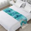 Abstract Turquoise Bed Runner Scarf Bedding Accessory For Cal King Size Bed,Soft Bed Scarves And Runners Stainproof Bedroom Decor For Hotel Wedding Room,Shabby Chic Summer Grey Beach Wave 102"x20" view 1