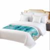 Abstract Turquoise Bed Runner Scarf Bedding Accessory For Cal King Size Bed,Soft Bed Scarves And Runners Stainproof Bedroom Decor For Hotel Wedding Room,Shabby Chic Summer Grey Beach Wave 102"x20" view 2