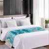 Abstract Turquoise Bed Runner Scarf Bedding Accessory For Cal King Size Bed,Soft Bed Scarves And Runners Stainproof Bedroom Decor For Hotel Wedding Room,Shabby Chic Summer Grey Beach Wave 102"x20" view 4