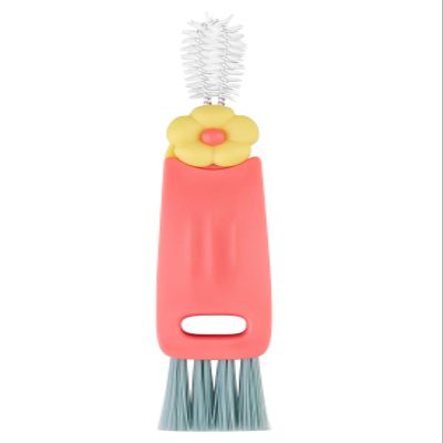 3 in 1 Bottle Gap Cleaning Brush, Multifunctional Cup Lid Gap Cleaner, Portable Crevice Cleaning Brush Set, Suitable for Household Use and Carry Outdoors, for Bottle Gap Tight Spaces Cup (Pink)