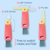 3 in 1 Bottle Gap Cleaning Brush, Multifunctional Cup Lid Gap Cleaner, Portable Crevice Cleaning Brush Set, Suitable for Household Use and Carry Outdoors, for Bottle Gap Tight Spaces Cup (Pink) view 3