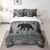 Manfei Rustic Bear Comforter Set 7 Pieces, Wild Animal Hunting Bedding Full for Boys Adults, Grey Wooden Plank Bed Set with 1 Comforter,1 Fitted Sheet,1 Flat Sheet,2 Pillowcases,2 Throw Pillow Cover view 1