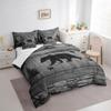 Manfei Rustic Bear Comforter Set 7 Pieces, Wild Animal Hunting Bedding Full for Boys Adults, Grey Wooden Plank Bed Set with 1 Comforter,1 Fitted Sheet,1 Flat Sheet,2 Pillowcases,2 Throw Pillow Cover view 2