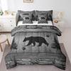 Manfei Rustic Bear Comforter Set 7 Pieces, Wild Animal Hunting Bedding Full for Boys Adults, Grey Wooden Plank Bed Set with 1 Comforter,1 Fitted Sheet,1 Flat Sheet,2 Pillowcases,2 Throw Pillow Cover view 3
