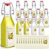 Havawish 12 Sets Limoncello Swing Top Glass Bottles for Homemade 8 oz Flip Clear Top Lemoncello Bottles with Labels Stoppers for Home Brewing Gifts Wedding Housewarming Party Favors(Square) view 1