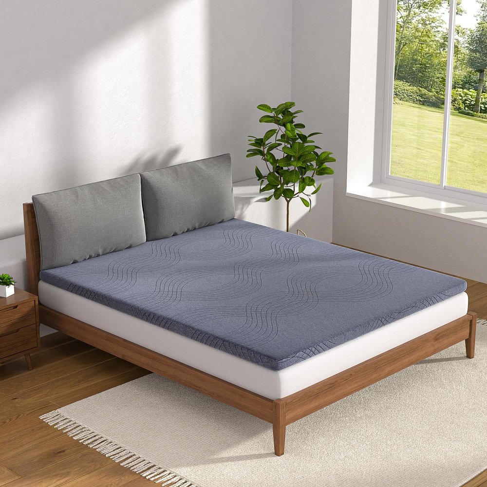 VECELO Gel Infused Memory Foam Mattress Topper Queen Size, 2 Inch Fresh Cooling Mattress Pad with Washable Cover for Queen Mattress, Pain Pressure Relieve Bed Topper, Breathable, Comfort