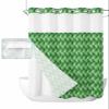 Abstract No Hook Shower Curtain with Snap in Liner, Summer Geometric Ombre Green Ocean Wave Hotel Shower Curtains for Bathroom, Washable Shower Curtain Liner Set with Mesh Top Window, 72"x84" view 1