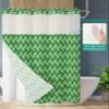Abstract No Hook Shower Curtain with Snap in Liner, Summer Geometric Ombre Green Ocean Wave Hotel Shower Curtains for Bathroom, Washable Shower Curtain Liner Set with Mesh Top Window, 72"x84" view 2