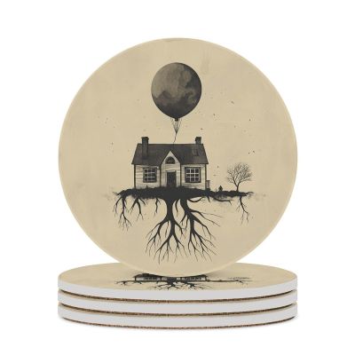 4PCS Drink Coaster House of Branches Absorbent Coasters Set Coffee Table Coasters for Drink Coffee Cup Beverage Coasters Wine Beer Bar Coasters