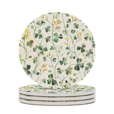 4PCS Drink Coaster Green Vine Pattern Absorbent Coasters Set Coffee Table Coasters for Drink Coffee Cup Beverage Coasters Wine Beer Bar Coasters