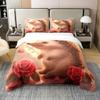 Erosebridal 100% Organic Cotton Cute Hedgehog Twin Duvet Cover,Cartoon Kawaii Hedgehog Bedding Set,Red Rose Sparkle Moon Comforter Cover,Spring Floral Woodland Animal Bed Set,with 1 Pillowcase view 1